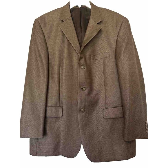 Andrew Fezza 42S‎ Blazer Brown Micro Check Silk Wool Sport Coat Designer Jacket - Picture 1 of 9